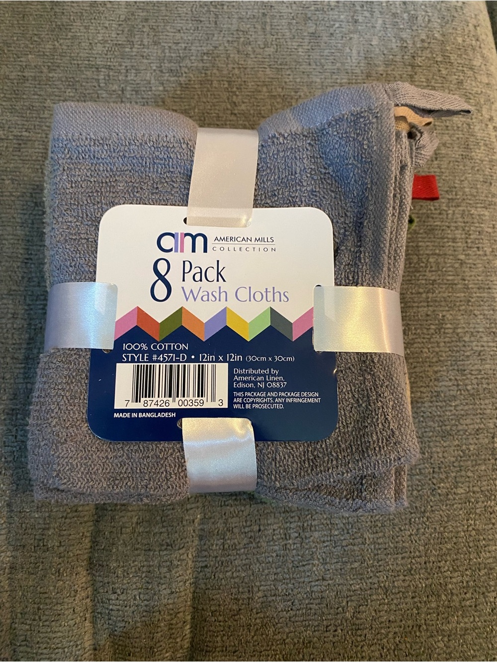American Mills 8-Pack Gray Cotton Wash Cloths